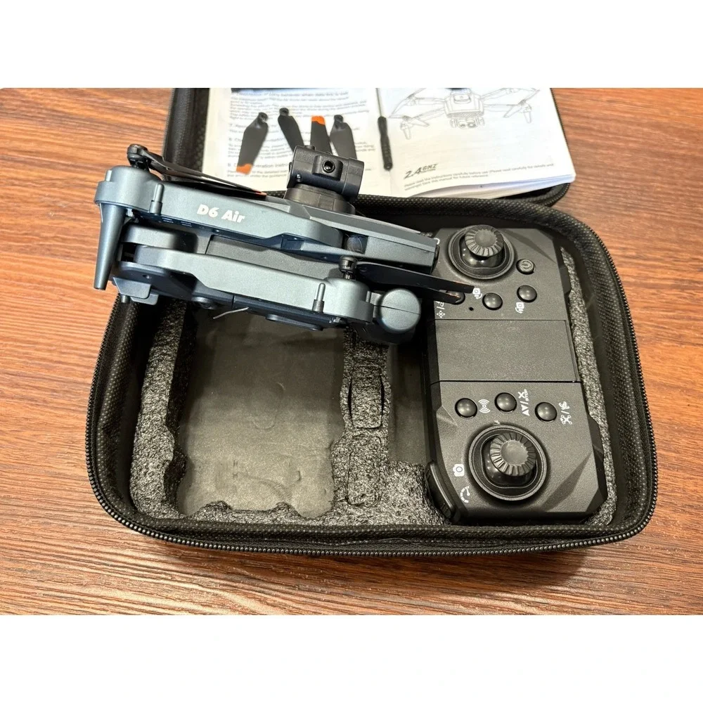 DLRC D6 AIR HD Dual Camera Drone Foldable WiFi FPV Quadcopter w/2 Batteries/Case